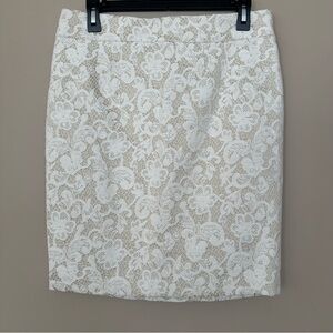 Cynthia Rowley Women 6 Lace Pencil Skirt Ivory Easter Career Cottagecore Coquett